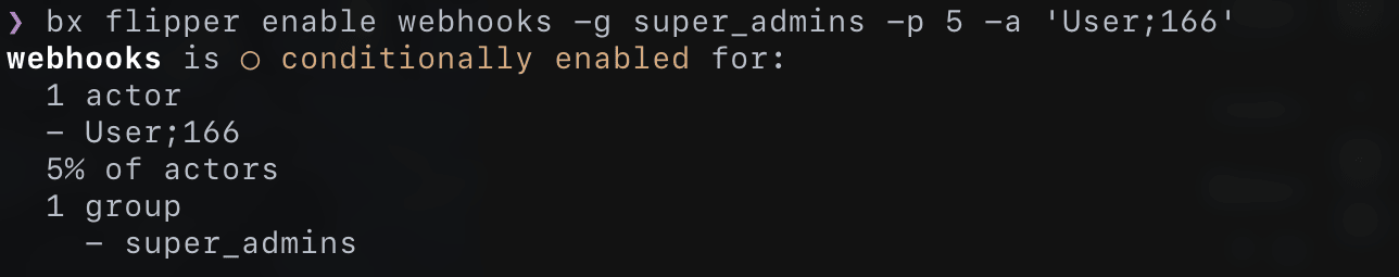 Use $ flipper enable to toggle a feature on
