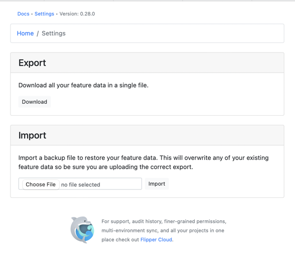 Viewing import and export in self-hosted UI