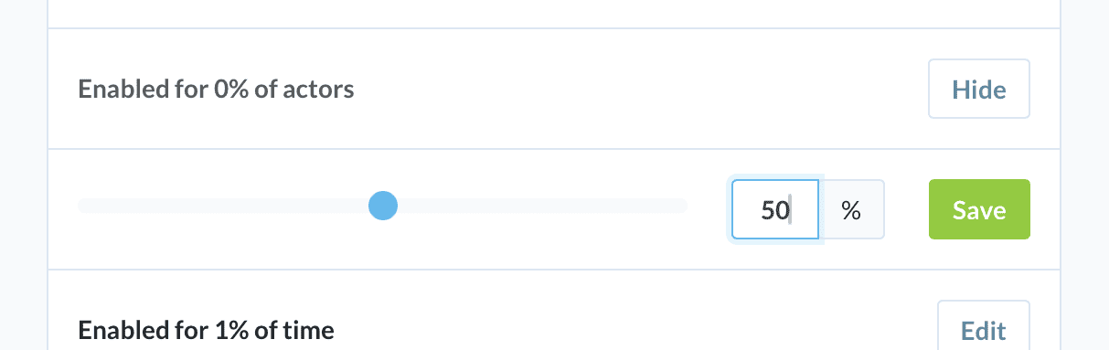 Screenshot of a slider input adjacent to a numeric input with the slider about halfway across and the numeric value at 50%